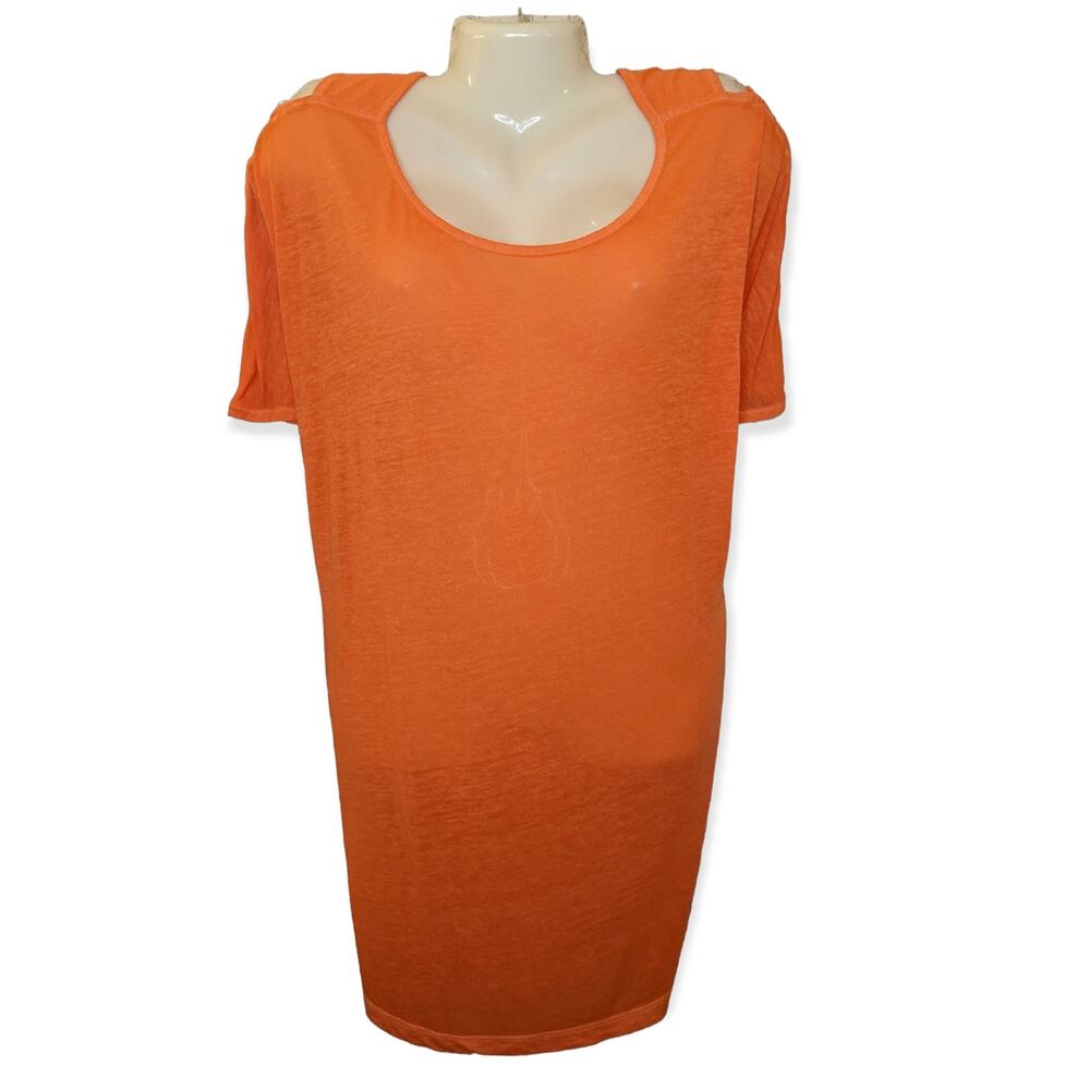 NWOT Terra & Sky Coral Criss Cross Open Shoulder Short Sleeve Tee 3X 24W/26W